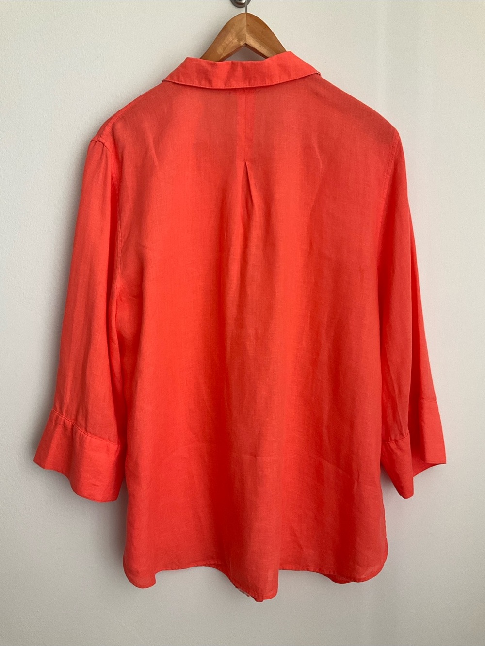 Chico's Vibrant Orange Button-Front 100% Linen Blouse - Picture 6 of 12